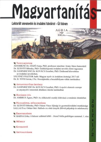 Magyartanítás irodalmi folyóirat 2017 1/2