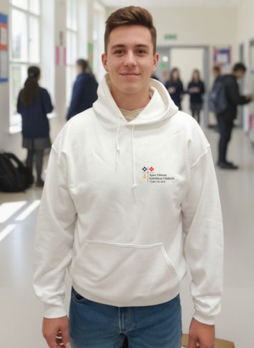 Fehér kapucnis bebújós pulóver XS méret