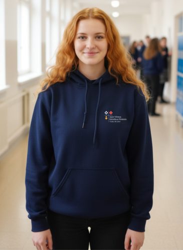 Sötétkék kapucnis bebújós pulóver S méret